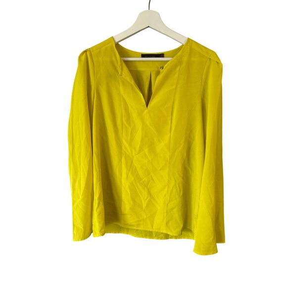 The Limited Yellow Blouse V Neck Keyhole Long Sleeve Women's Medium Vibrant - Picture 1 of 7